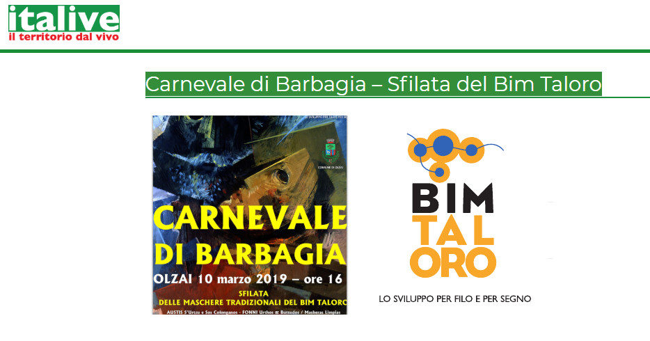 Carnevale di Barbagia candidato al “Premio Italive 2019”